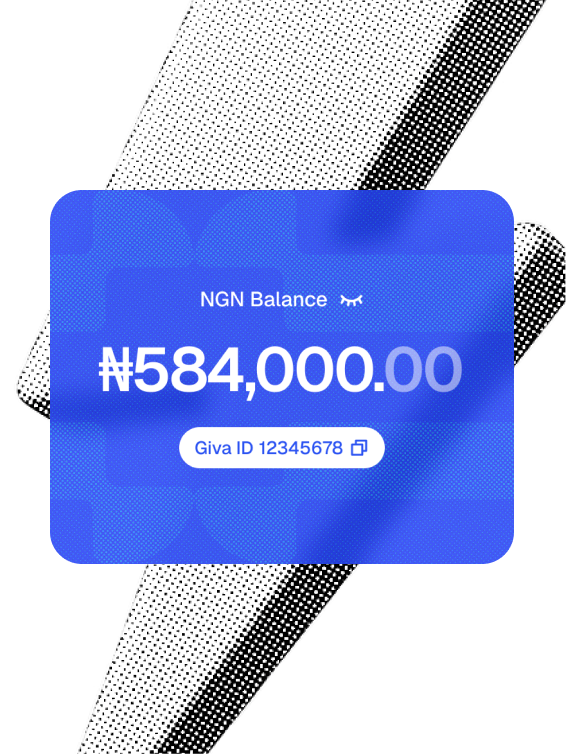 Giva NGN balance card showing 584,000.00 naira